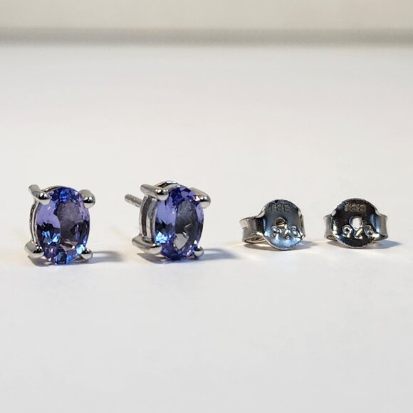NIB VTG NATURAL Kutamani Tanzanite 925 Stud Earrings - Picture 3 of 14
